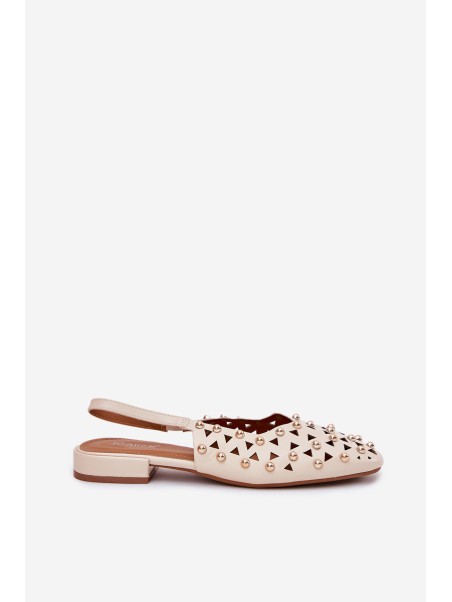 Embellished Ballerinas On A Flat Heel Beige Nilarisela