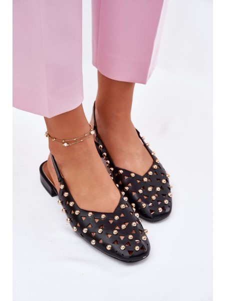 Embellished Ballet Flats On A Flat Heel Black Nilarisela