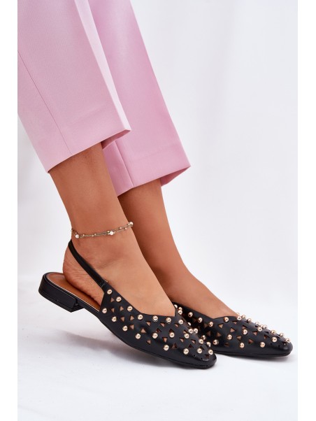 Embellished Ballet Flats On A Flat Heel Black Nilarisela