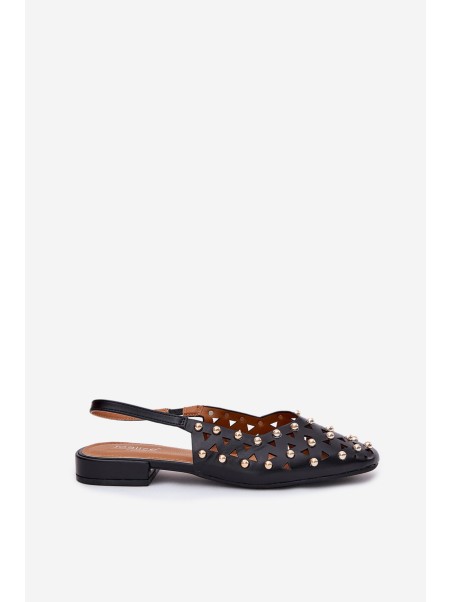 Embellished Ballet Flats On A Flat Heel Black Nilarisela