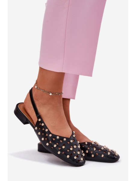 Embellished Ballet Flats On A Flat Heel Black Nilarisela