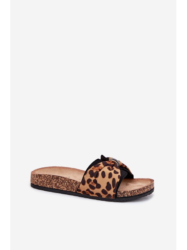 Ladies sandals on cork platform leopard print Mevuna