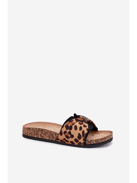 Ladies sandals on cork platform leopard print Mevuna