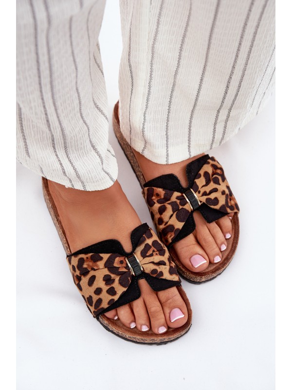 Ladies sandals on cork platform leopard print Mevuna