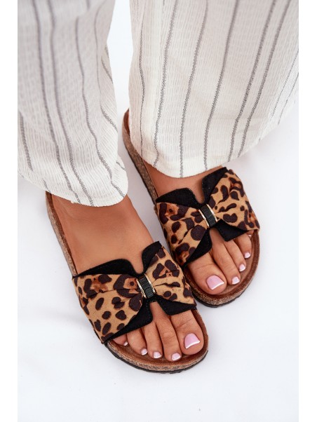 Ladies sandals on cork platform leopard print Mevuna