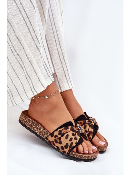 Ladies sandals on cork platform leopard print Mevuna