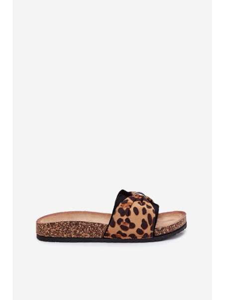 Ladies sandals on cork platform leopard print Mevuna