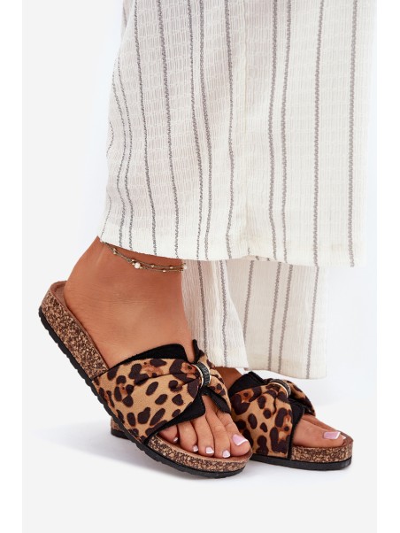Ladies sandals on cork platform leopard print Mevuna