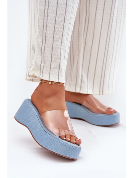Moteriškos šlepetės su permatomu dirželiu „Wedge Jeans Meltiana“