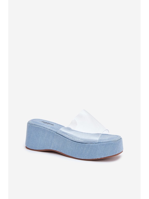 Women's Slippers With Transparent Strap On Wedge Jeans Meltiana