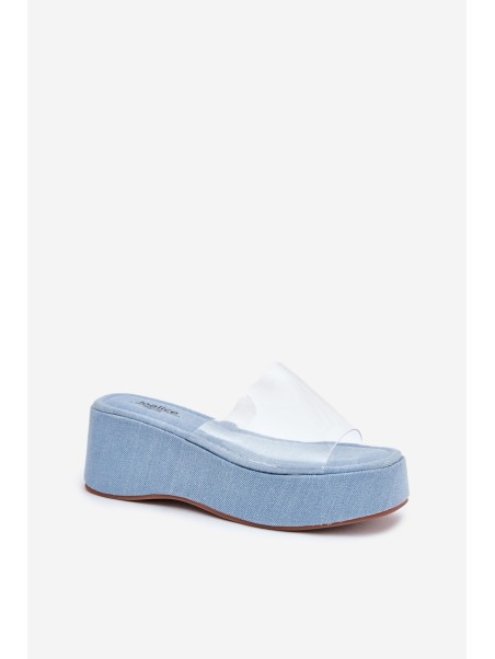 Women's Slippers With Transparent Strap On Wedge Jeans Meltiana
