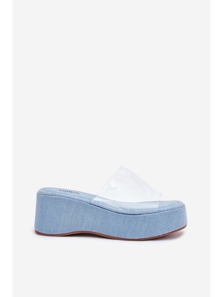 Women's Slippers With Transparent Strap On Wedge Jeans Meltiana