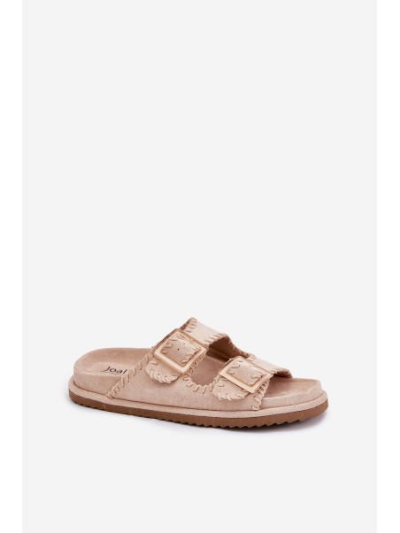 Women's Sandals With Buckles And Decorative Stitching Beige Visley