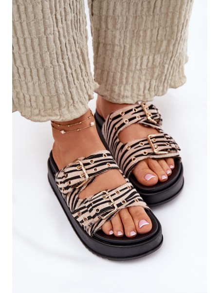 Womens Slippers With Buckles On Platform Zebra Nilatha