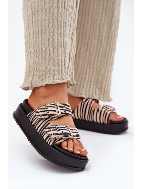 Womens Slippers With Buckles On Platform Zebra Nilatha
