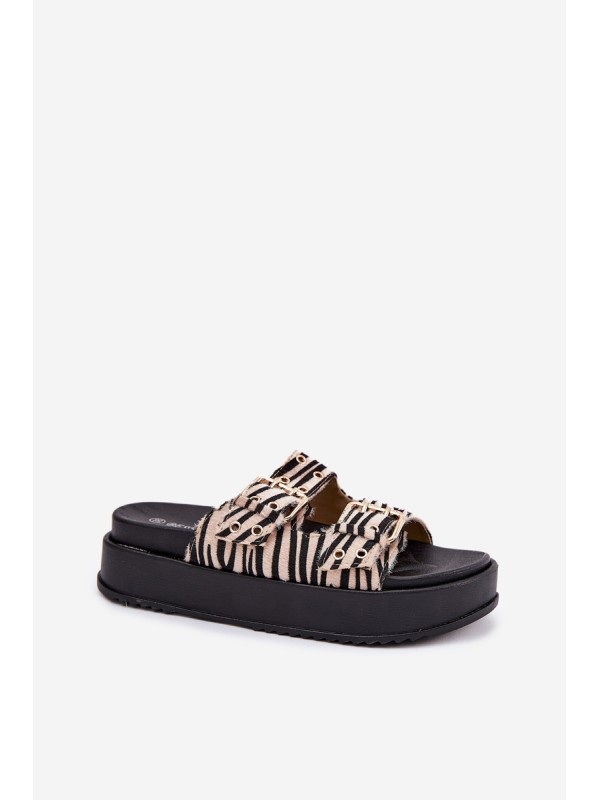 Womens Slippers With Buckles On Platform Zebra Nilatha