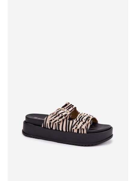 Womens Slippers With Buckles On Platform Zebra Nilatha