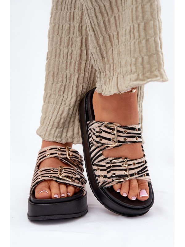 Womens Slippers With Buckles On Platform Zebra Nilatha