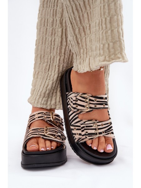Womens Slippers With Buckles On Platform Zebra Nilatha
