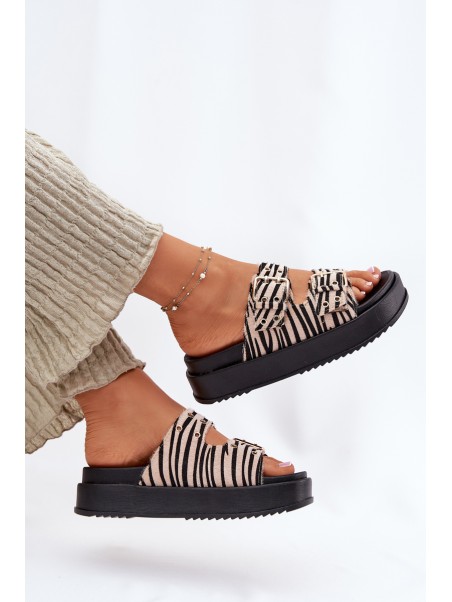 Womens Slippers With Buckles On Platform Zebra Nilatha