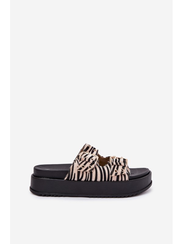 Womens Slippers With Buckles On Platform Zebra Nilatha