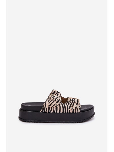 Womens Slippers With Buckles On Platform Zebra Nilatha