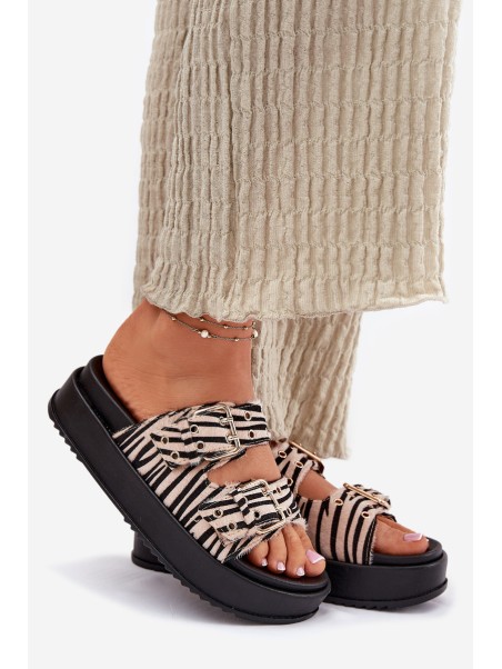 Womens Slippers With Buckles On Platform Zebra Nilatha