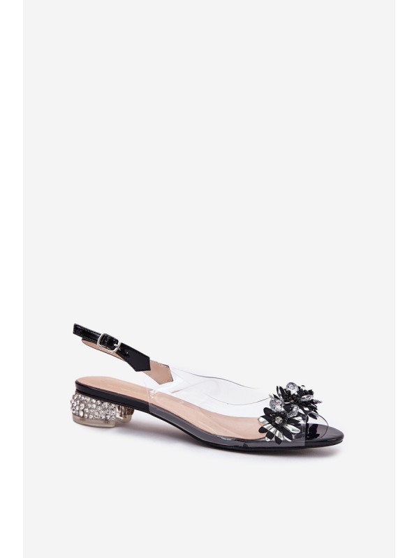 Transparent Low Heel Sandals With Decoration D&A MR51-709 Black