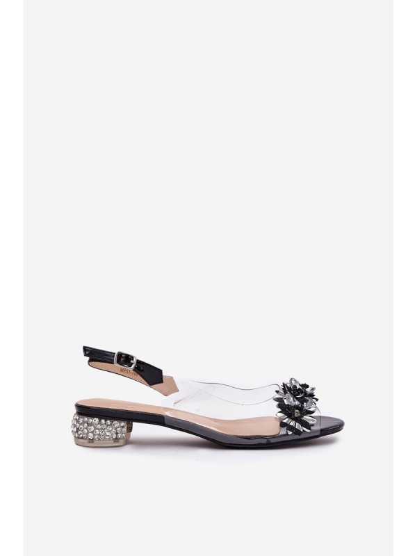Transparent Low Heel Sandals With Decoration D&A MR51-709 Black