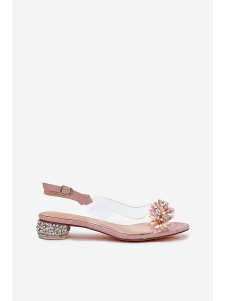 Permatomos žemakulnės basutės su dekoracijomis D&A MR51-709 Pink