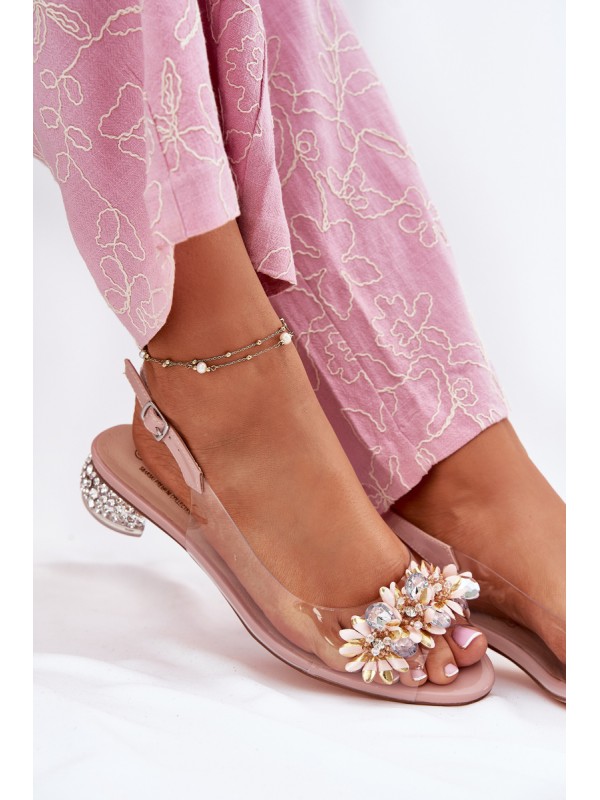 Transparent Low Heel Sandals With Decoration D&A MR51-709 Pink