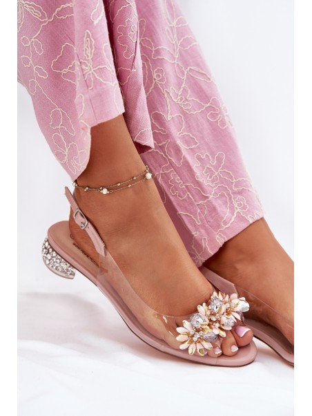 Transparent Low Heel Sandals With Decoration D&A MR51-709 Pink