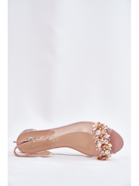 Permatomos žemakulnės basutės su dekoracijomis D&A MR51-709 Pink