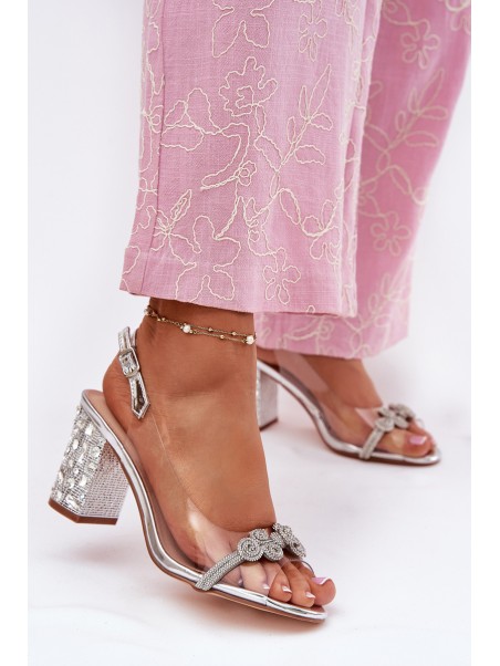 Transparent Heeled Sandals D&A MR51-705 Silver