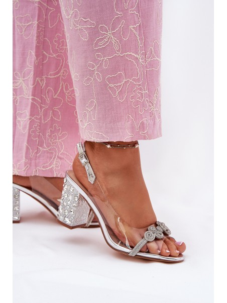 Transparent Heeled Sandals D&A MR51-705 Silver