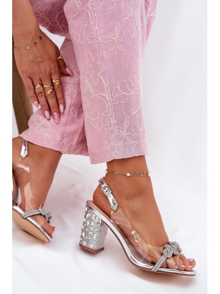 Transparent Heeled Sandals D&A MR51-705 Silver