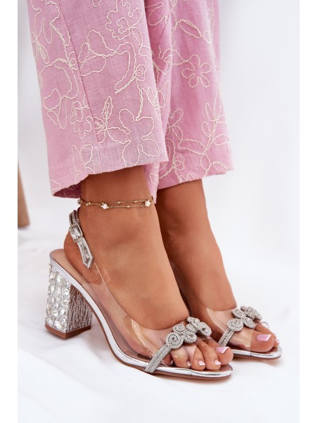 Transparent Heeled Sandals D&A MR51-705 Silver