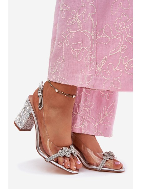 Transparent Heeled Sandals D&A MR51-705 Silver