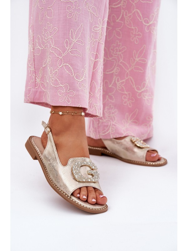 Women Sandals On Flat Heel With Decorative Detail S.Barski KV51-080 Gold 2