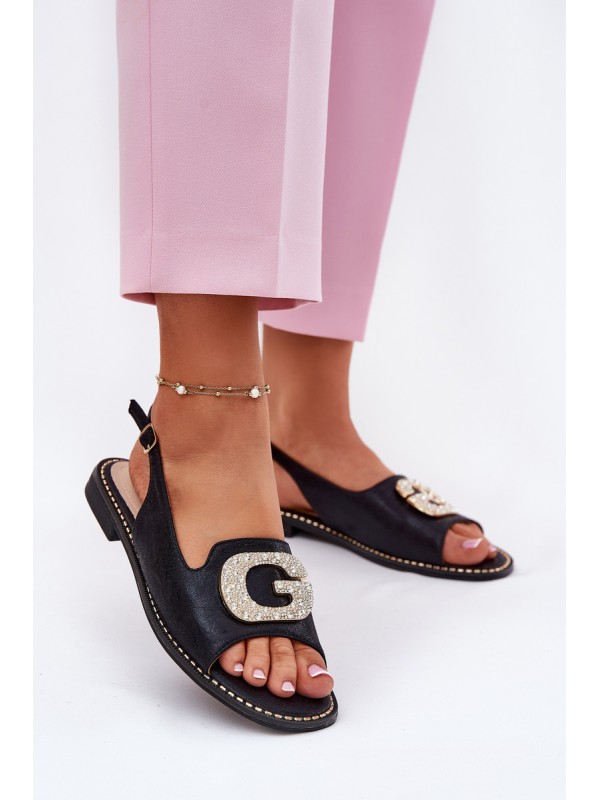 Women's Sandals With Decorative Detail Black S.Barski KV51-081