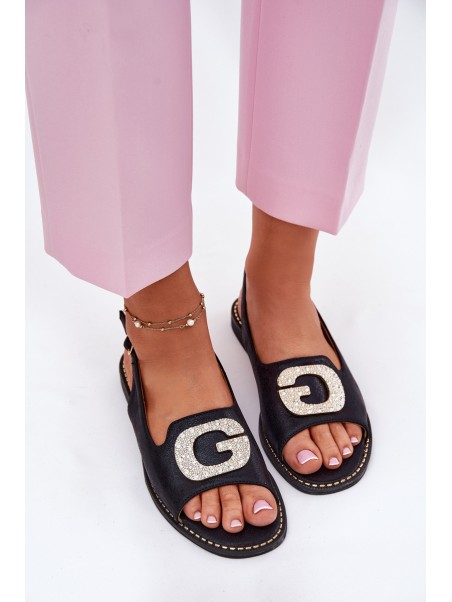 Women's Sandals With Decorative Detail Black S.Barski KV51-081