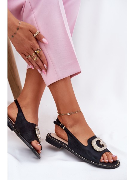 Women's Sandals With Decorative Detail Black S.Barski KV51-081