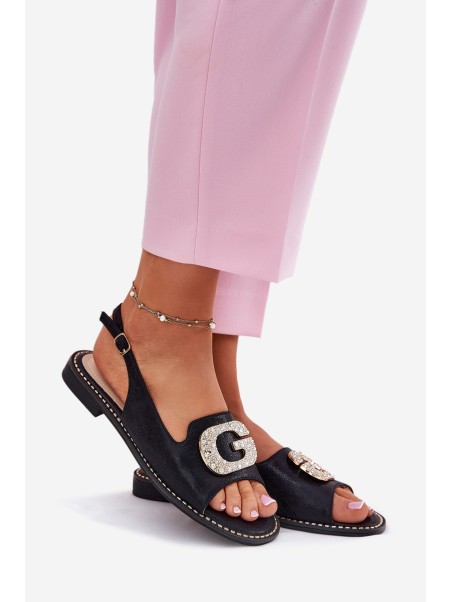 Women's Sandals With Decorative Detail Black S.Barski KV51-081