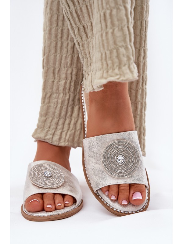 Women's Flat Sandals With Decoration S.Barski KV51-013 Silver 2