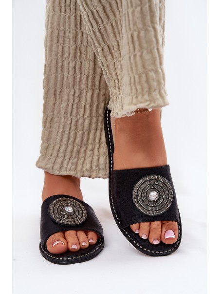 Ladies Flat Sandals With Decoration S.Barski KV51-013 Black