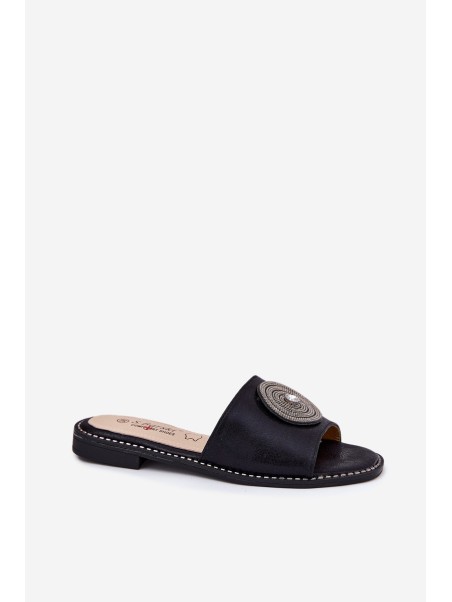 Ladies Flat Sandals With Decoration S.Barski KV51-013 Black