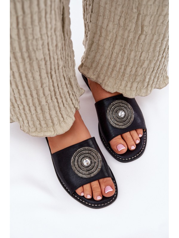 Ladies Flat Sandals With Decoration S.Barski KV51-013 Black