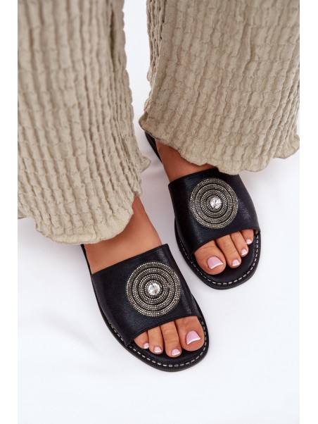 Ladies Flat Sandals With Decoration S.Barski KV51-013 Black