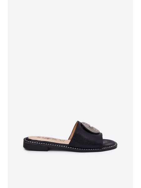 Ladies Flat Sandals With Decoration S.Barski KV51-013 Black