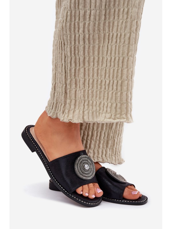 Ladies Flat Sandals With Decoration S.Barski KV51-013 Black